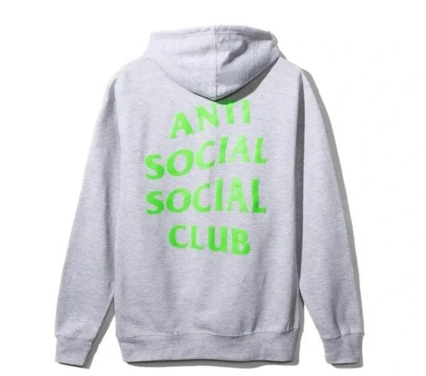 Anti Social Social Club Grey Zip Up Hoodie - Electric Green Online Hot Sale