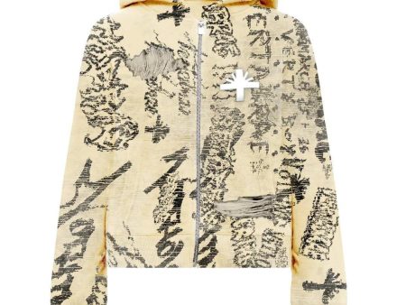 Vertabrae VERT Ivory Graffit Zip Up Hoodie For Sale