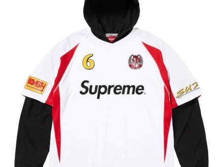 Supreme Hooded Soccer Jersey White For Sale