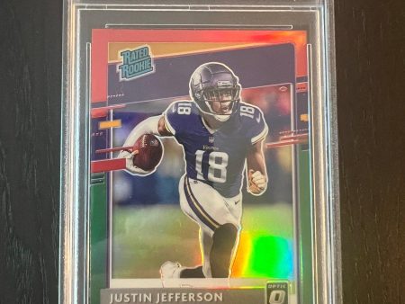 2020 Panini Donruss Justin Jefferson Optic Preview - Red   green #P313 | PSA 10 GEM MINT Online now