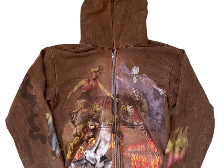 Travis Scott Utopia Tour Brown Zip Hoodie on Sale