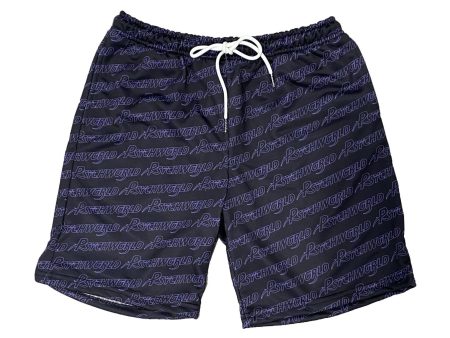 Psychworld Black Shorts Purple Logos Hot on Sale