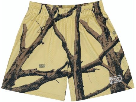 Bravest Studios Tree Camo Shorts Yellow Hot on Sale